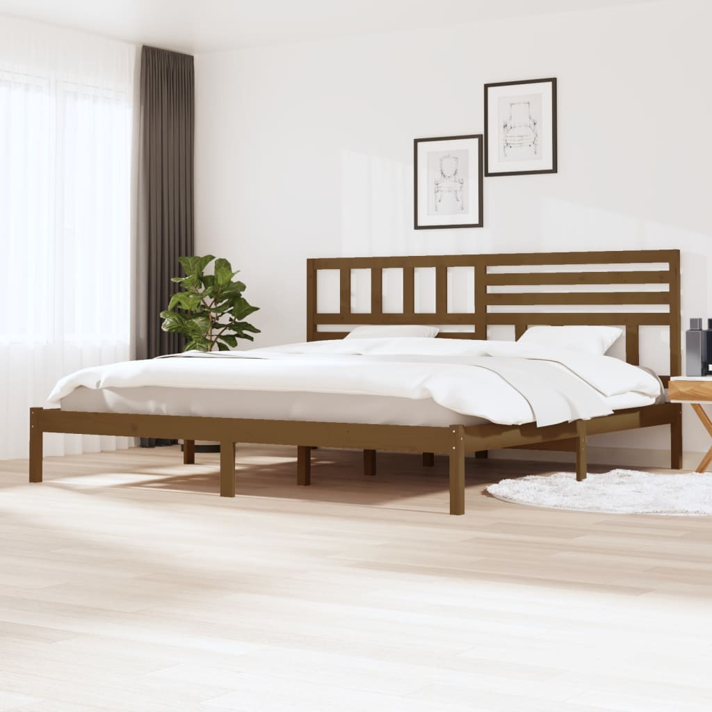 Bed Frame Honey Brown Solid Wood Pine 200x200 cm - All Things Good
