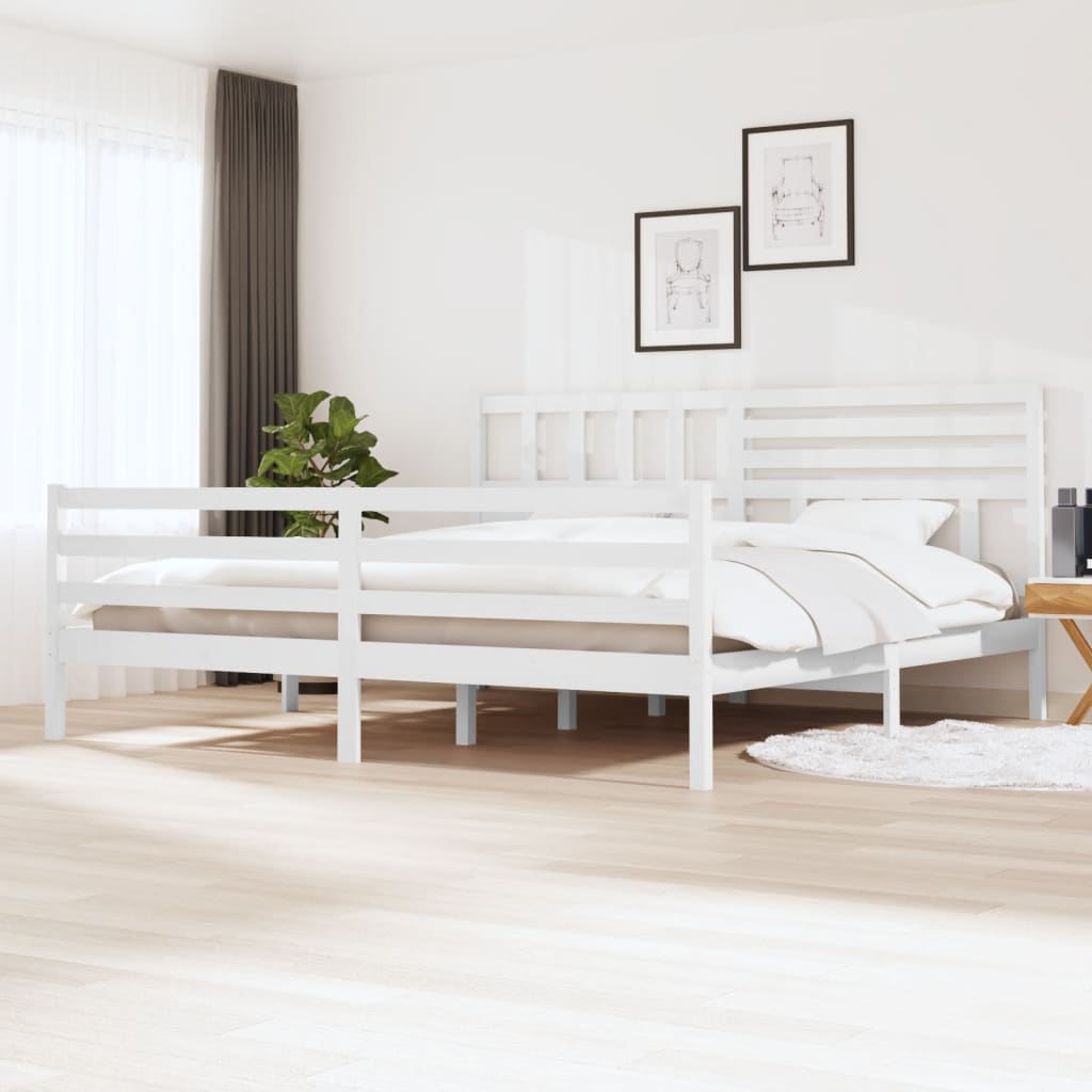 Bed Frame White Solid Wood 200x200 cm - Casper Homes