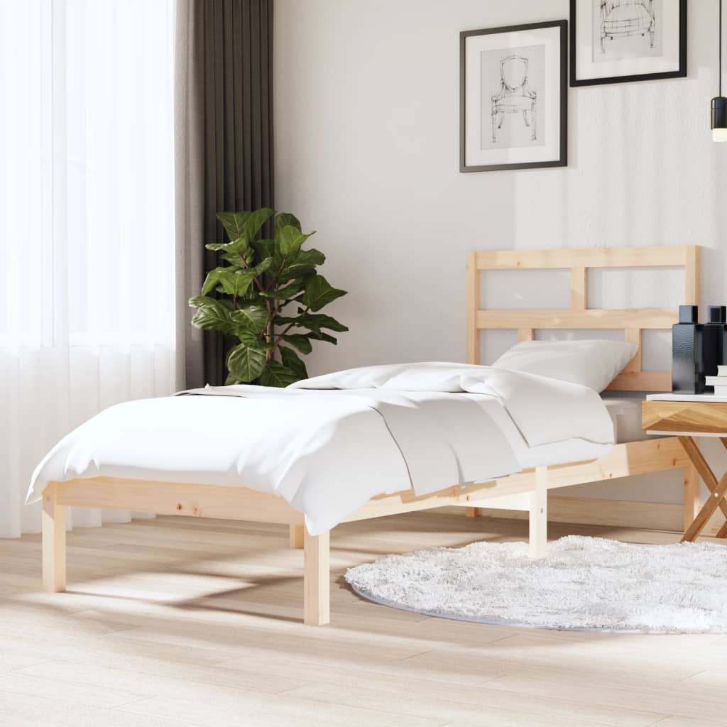 Bed Frame 75x190 cm Small Single Solid Wood - Merlin Deals