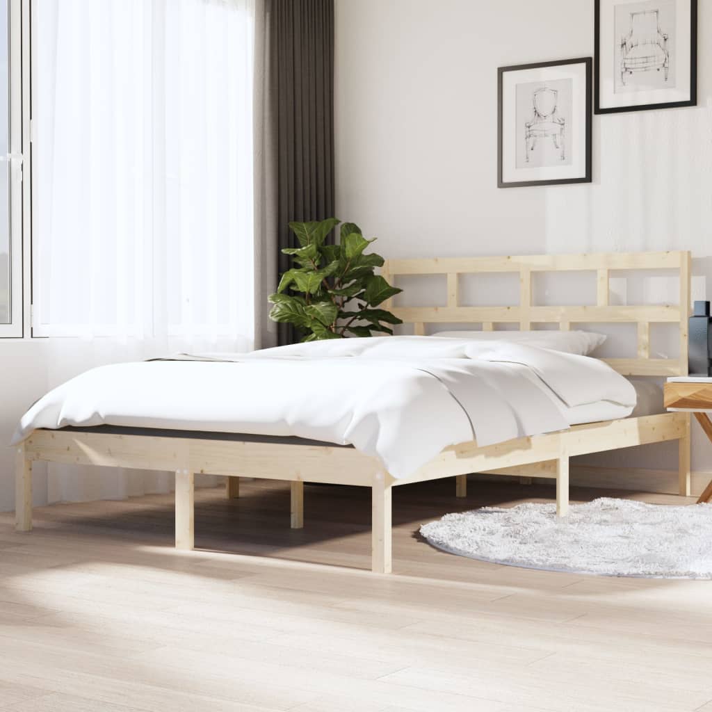 Bed Frame 135x190 cm Double Solid Wood - Brittle & Co
