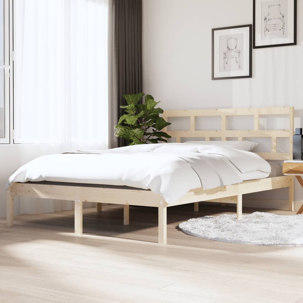 Bed Frame Solid Wood Pine 140x190 cm - Brittle & Co