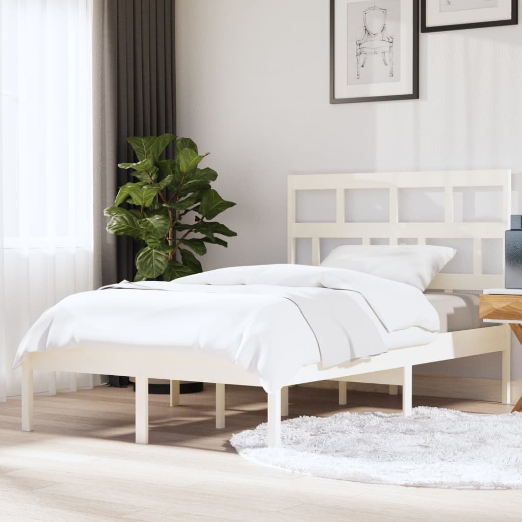 Bed Frame White Solid Wood Pine 140x200 cm - Style and Chic