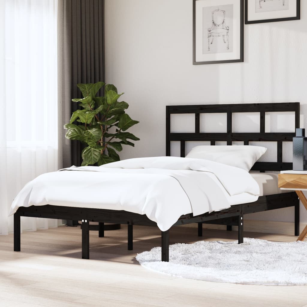 Bed Frame Black 150x200 cm King Size Solid Wood - Casper Homes