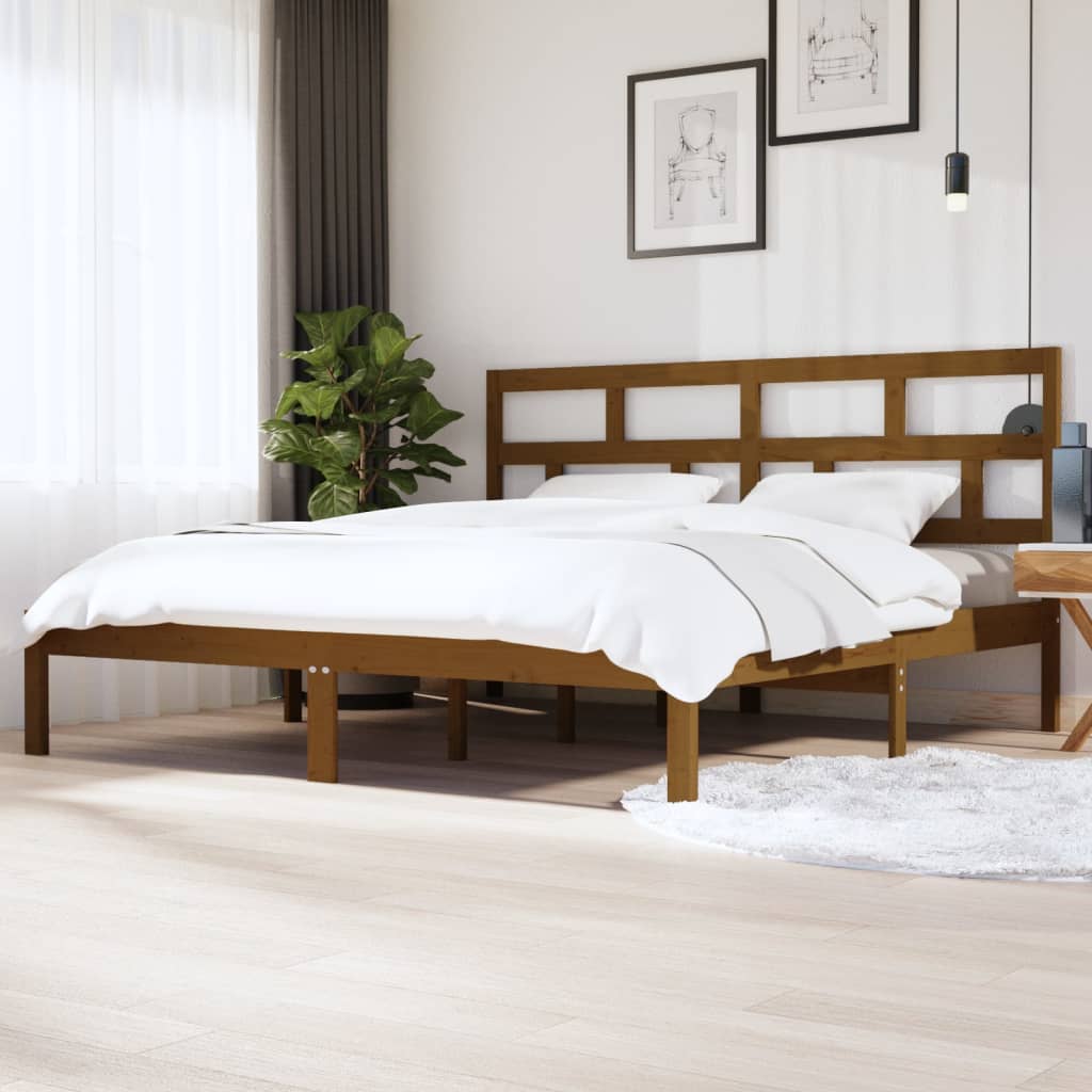 Bed Frame Honey Brown Solid Wood Pine 200x200 cm - Brittle & Co