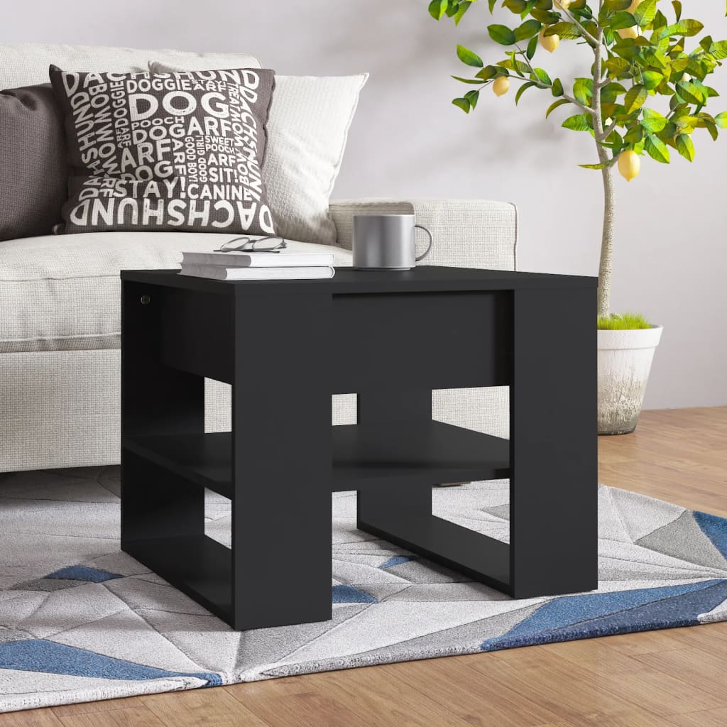 Coffee Table Black 55.5x55x45 cm Engineered Wood - Decor Base
