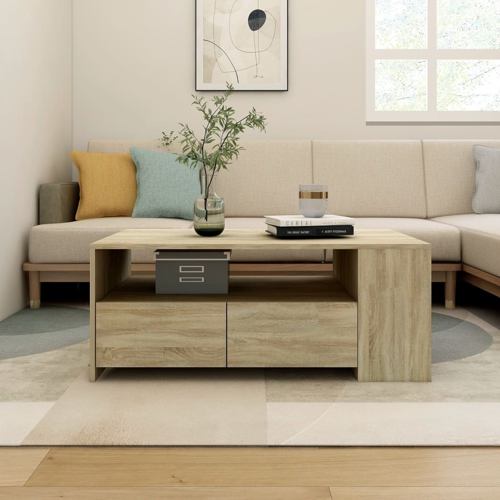 Coffee Table Sonoma Oak 102x55x42 cm Engineered Wood - Sid & Sam