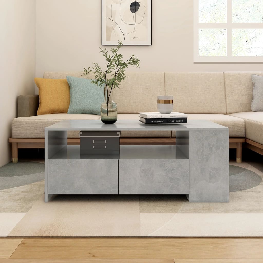 Coffee Table Concrete Grey 102x55x42 cm Engineered Wood - Tyrell & Tyrell