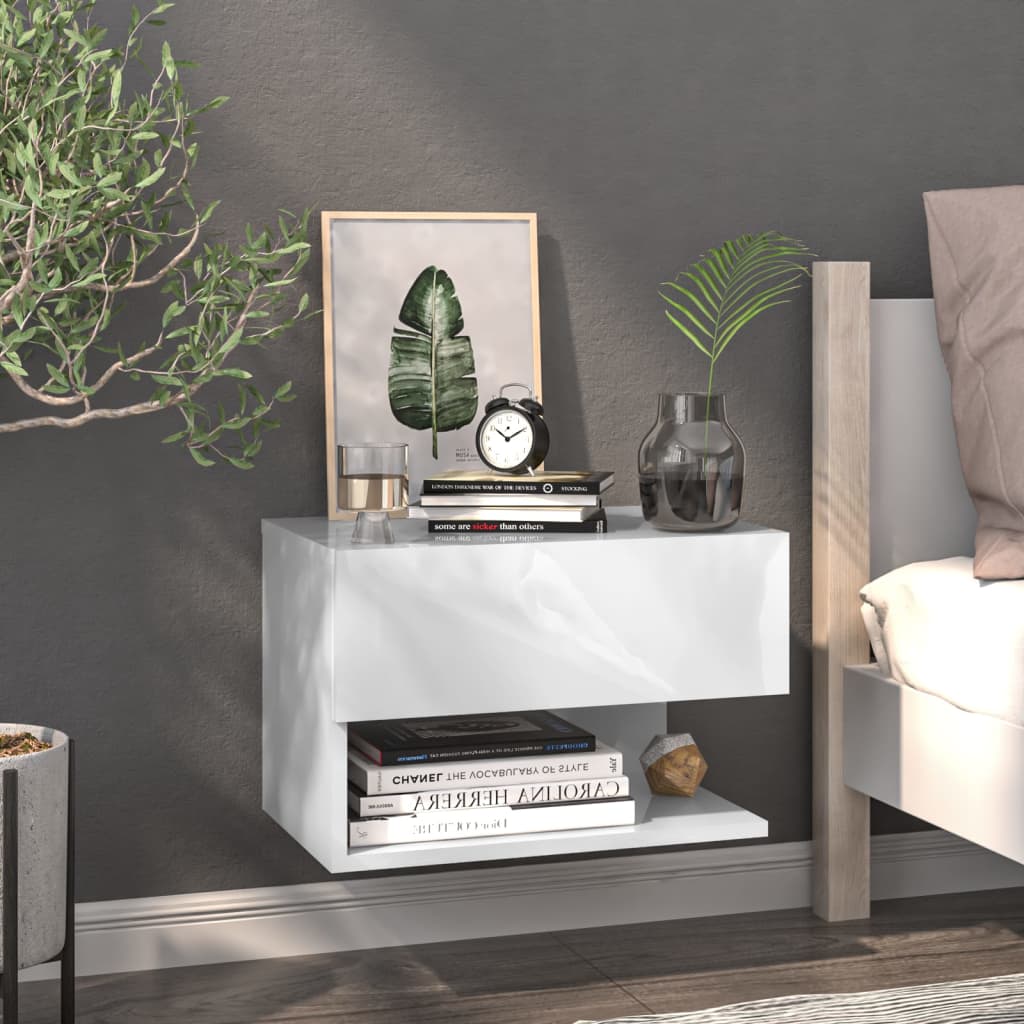 Bedside Table - Jemi Flo Nightstand White 46cm - Discount Dealers