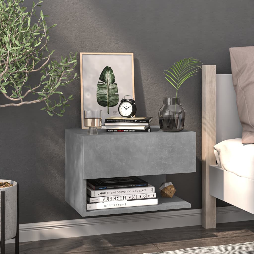 Bedside Table - Jemi Hal Nightstand Concrete Grey 46cm - Tyrell & Tyrell