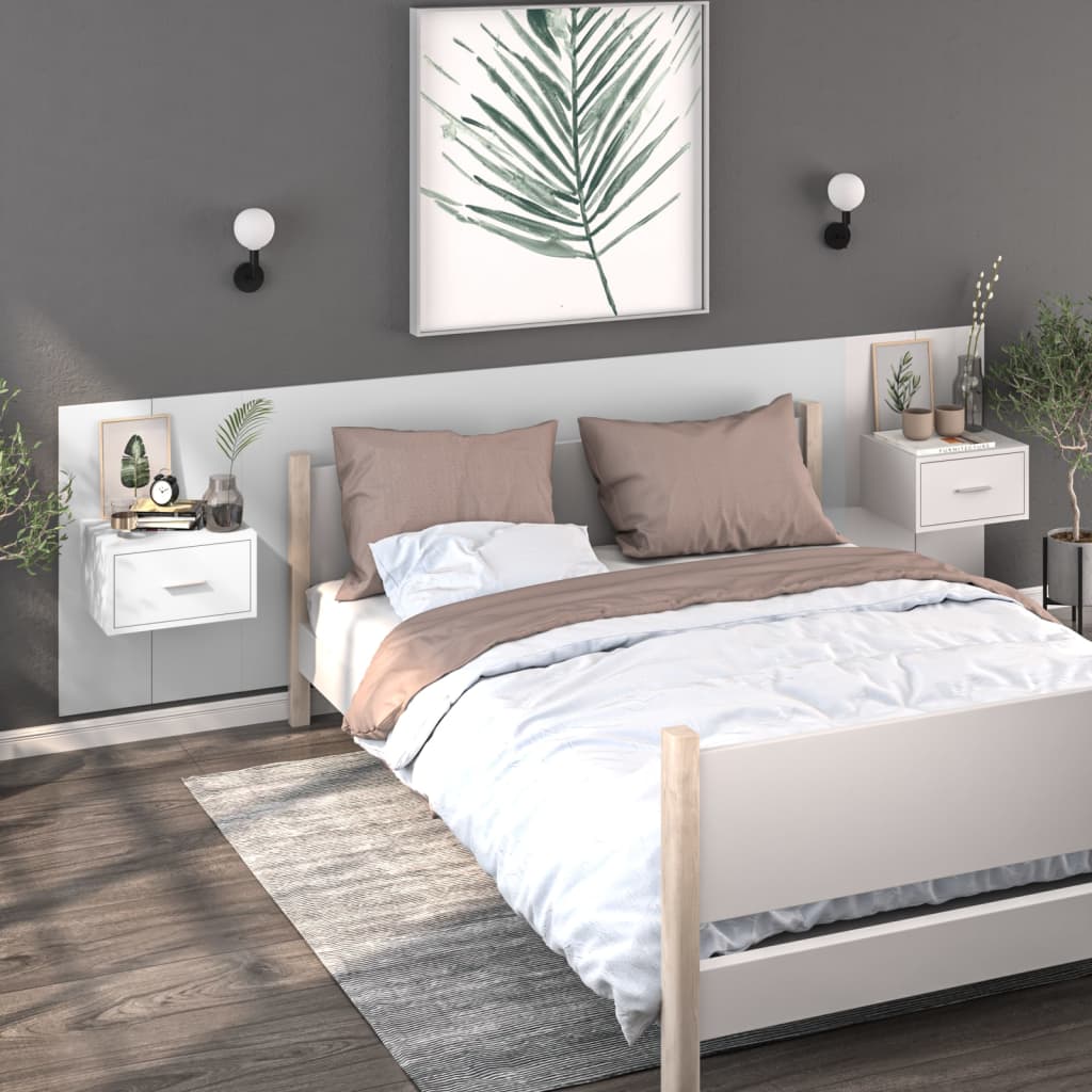 Bedside Table - Jemi Ned 2 Piece Nightstand White 48.5cm - Style and Chic