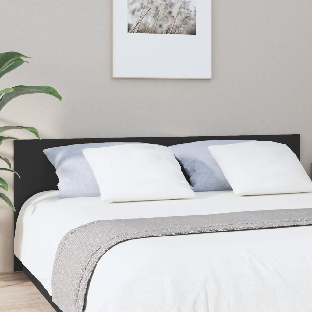 Bed Headboard Black 200x1.5x80 cm Engineered Wood - Discount Dealers