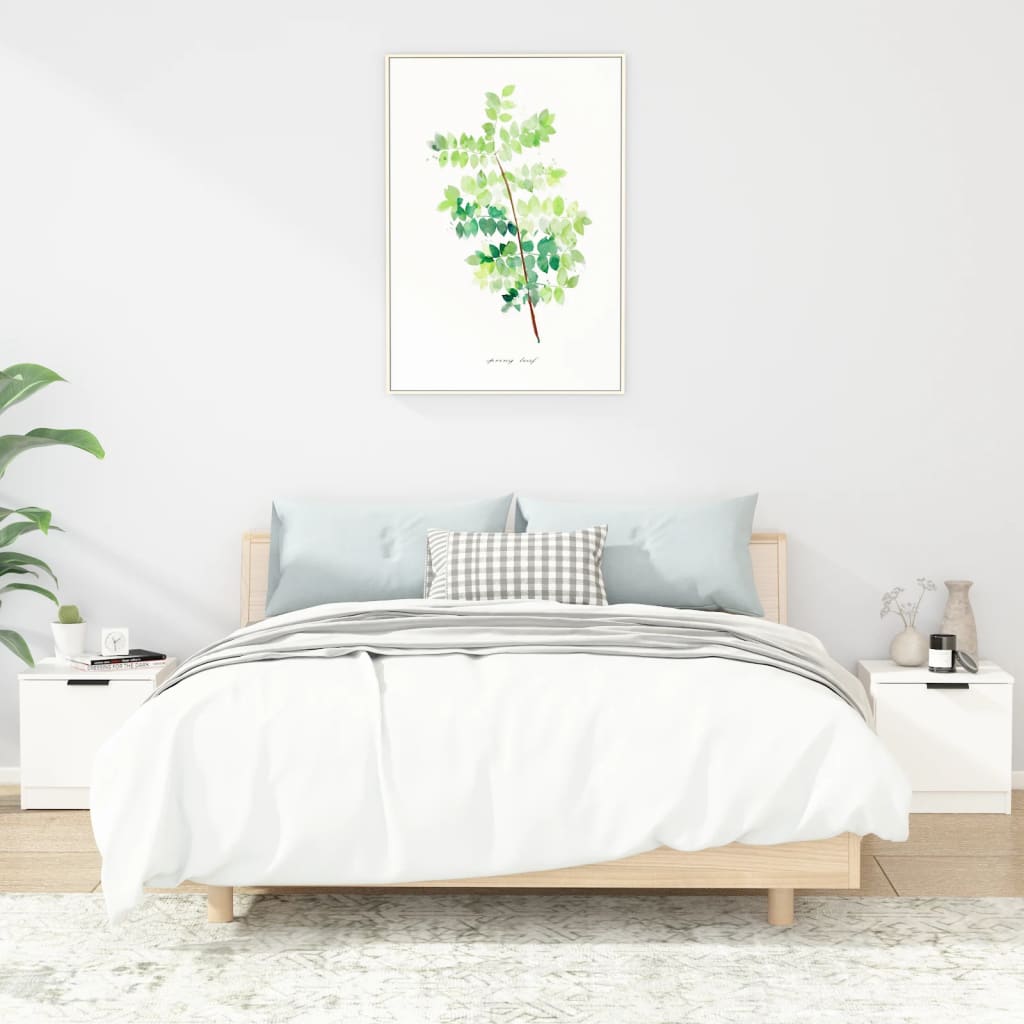 Bedside Table - MESA 2 Piece Nightstand White 40cm - Discount Dealers