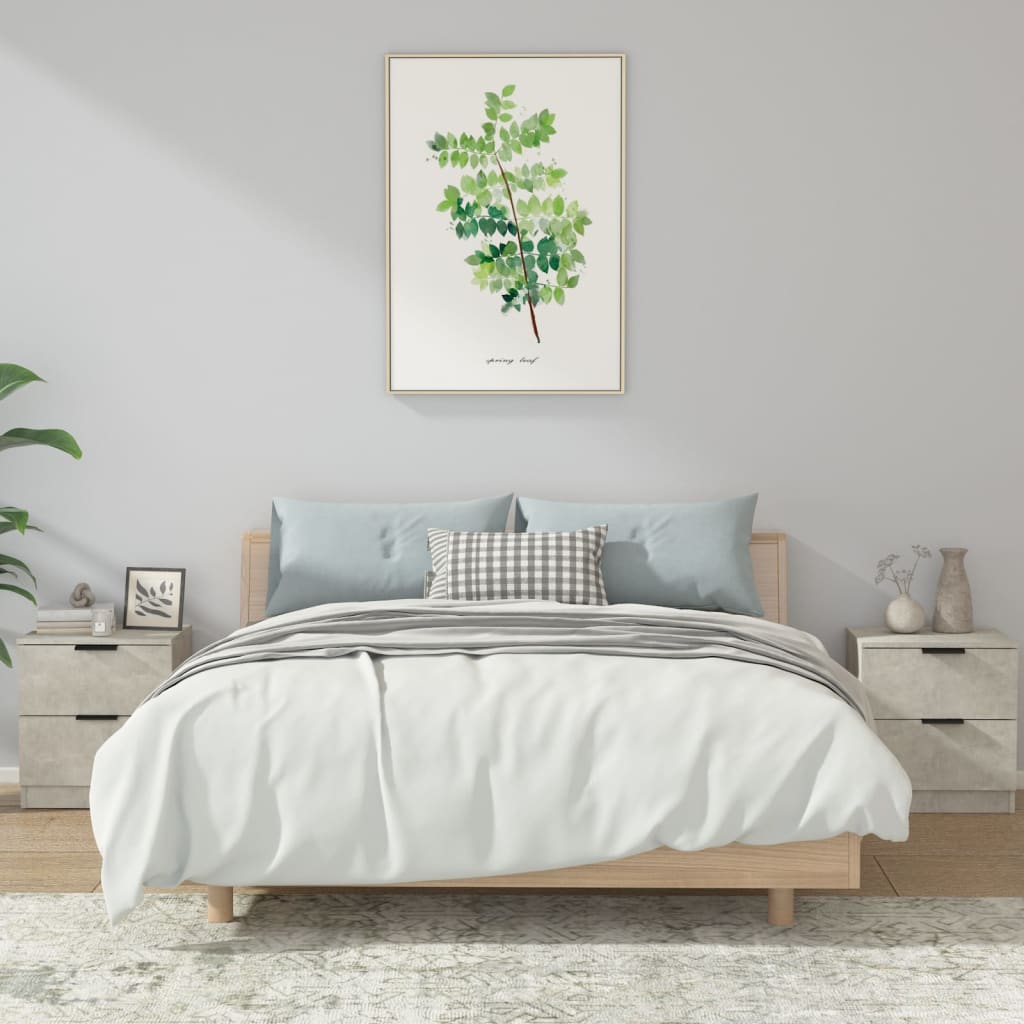 Bedside Table - LEONE Mac 2 Piece Nightstand Concrete Grey 39cm - Brittle & Co