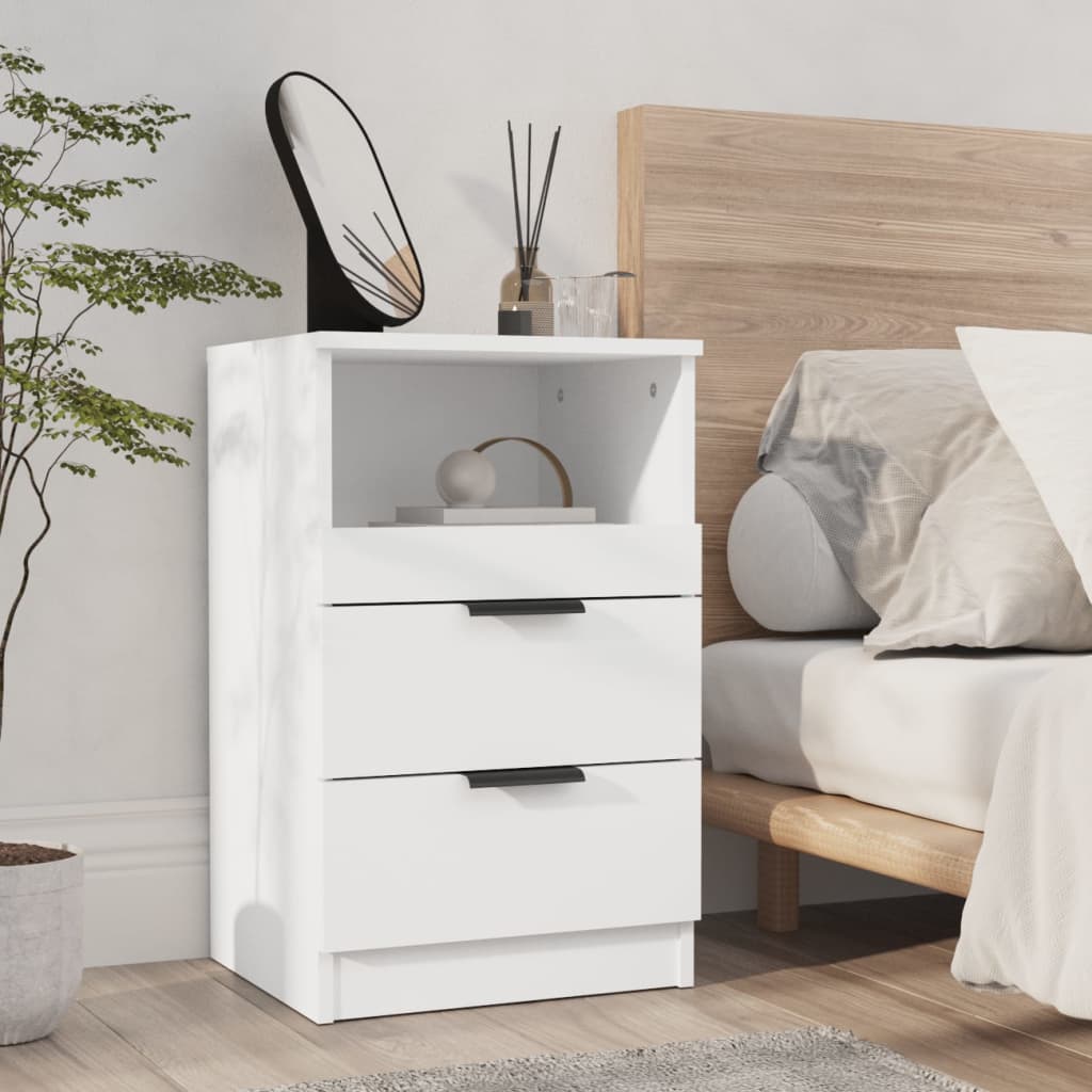 Bedside Table - LEONE Sid Nightstand White 40cm - Casper Homes