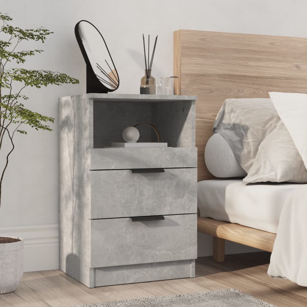 Bedside Table - LEONE Sid Nightstand Concrete Grey 36cm - Brittle & Co