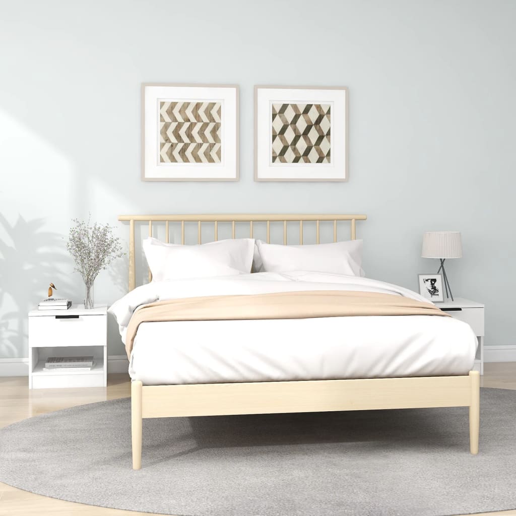 Bedside Table - LEONE Bea 2 Piece Nightstand White 40cm - Design Hut