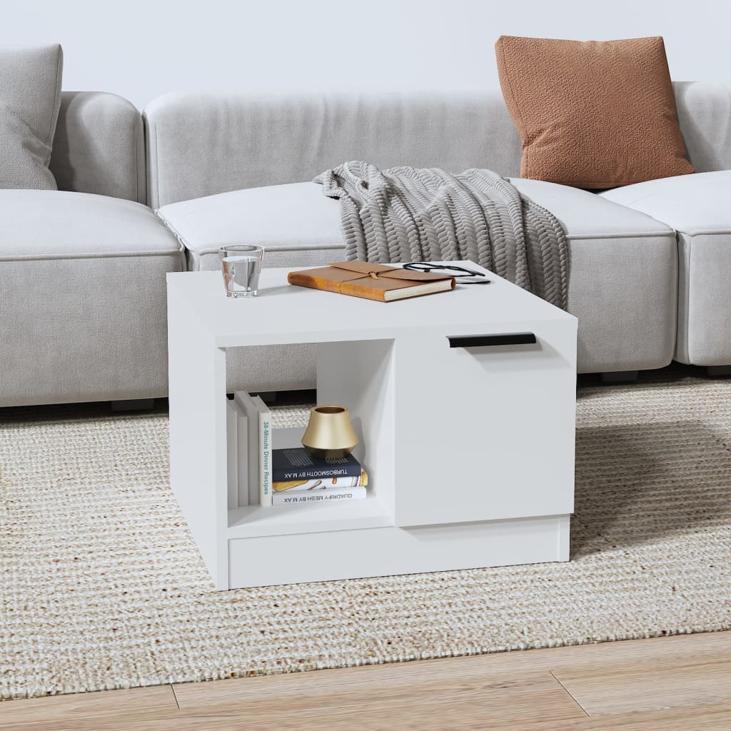 Coffee Table White 50x50x36 cm Engineered Wood - Casper Homes