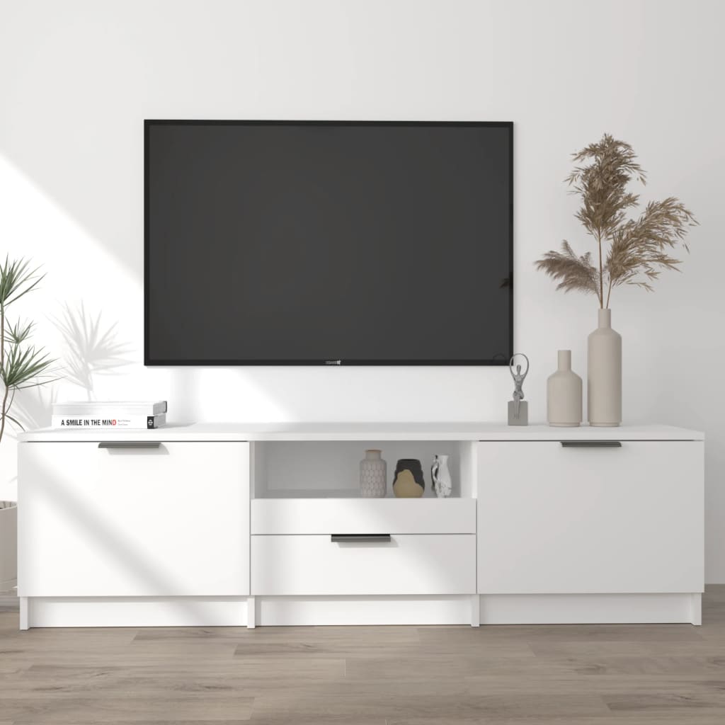 TV Cabinet White 140x35x40 cm Engineered Wood - Brittle & Co