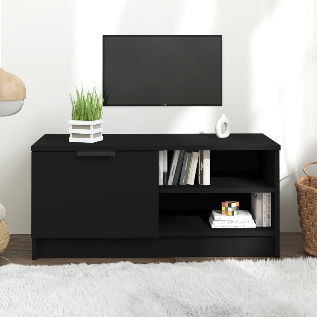 TV Cabinet Black 80x35x36.5 cm Engineered Wood - Sid & Sam