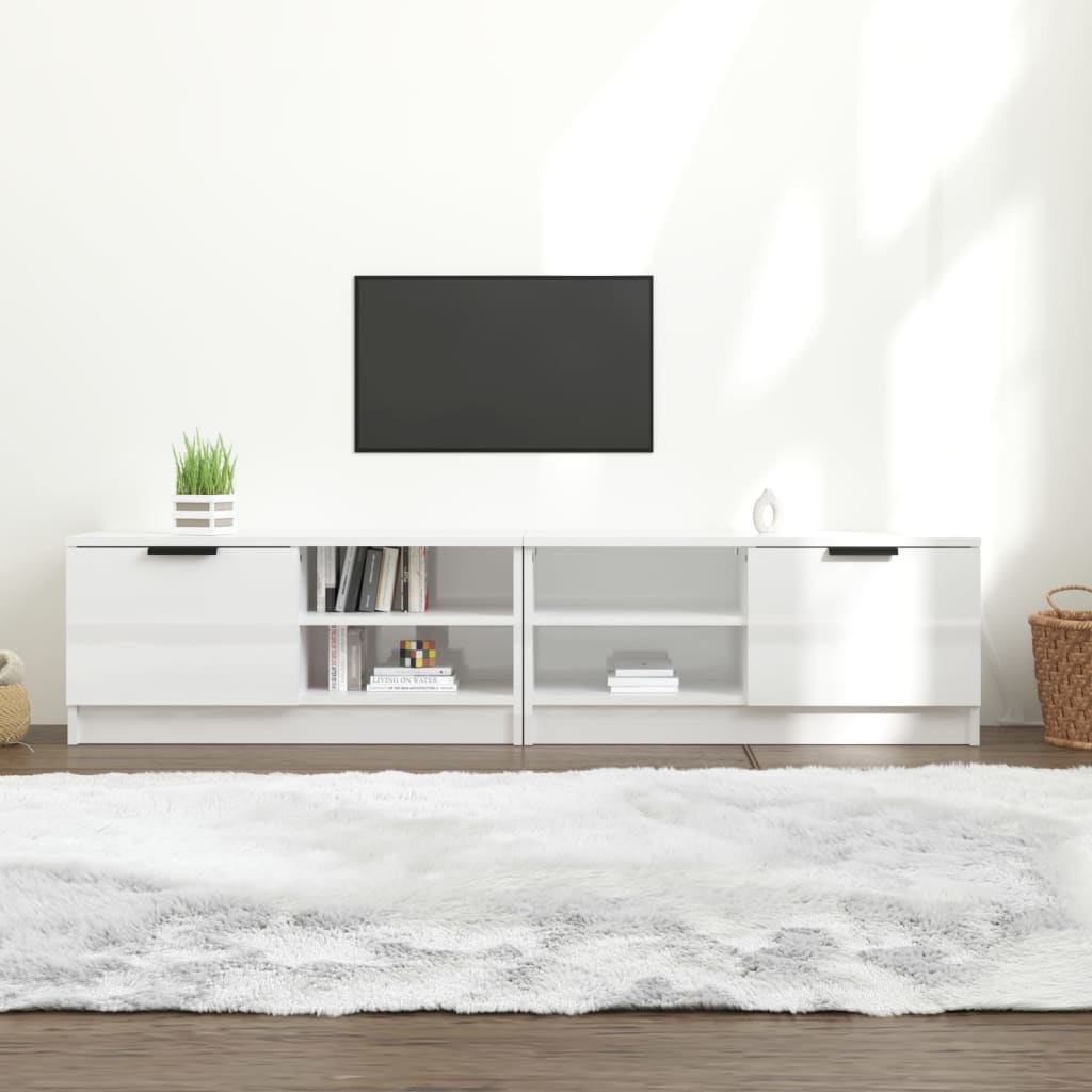 TV Cabinets 2 pcs High Gloss White 80x35x36.5cm Engineered Wood - All Things Good