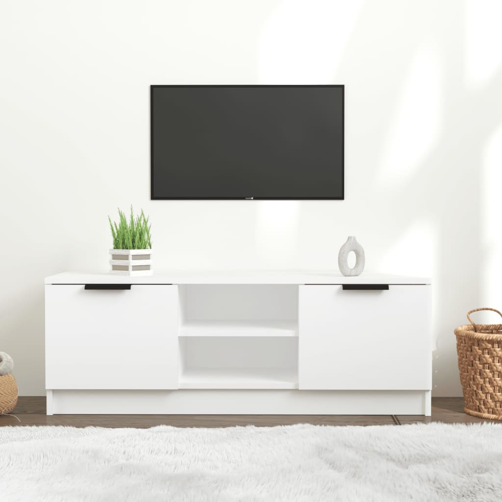 TV Cabinet White 102x35x36.5 cm Engineered Wood - Sid & Sam