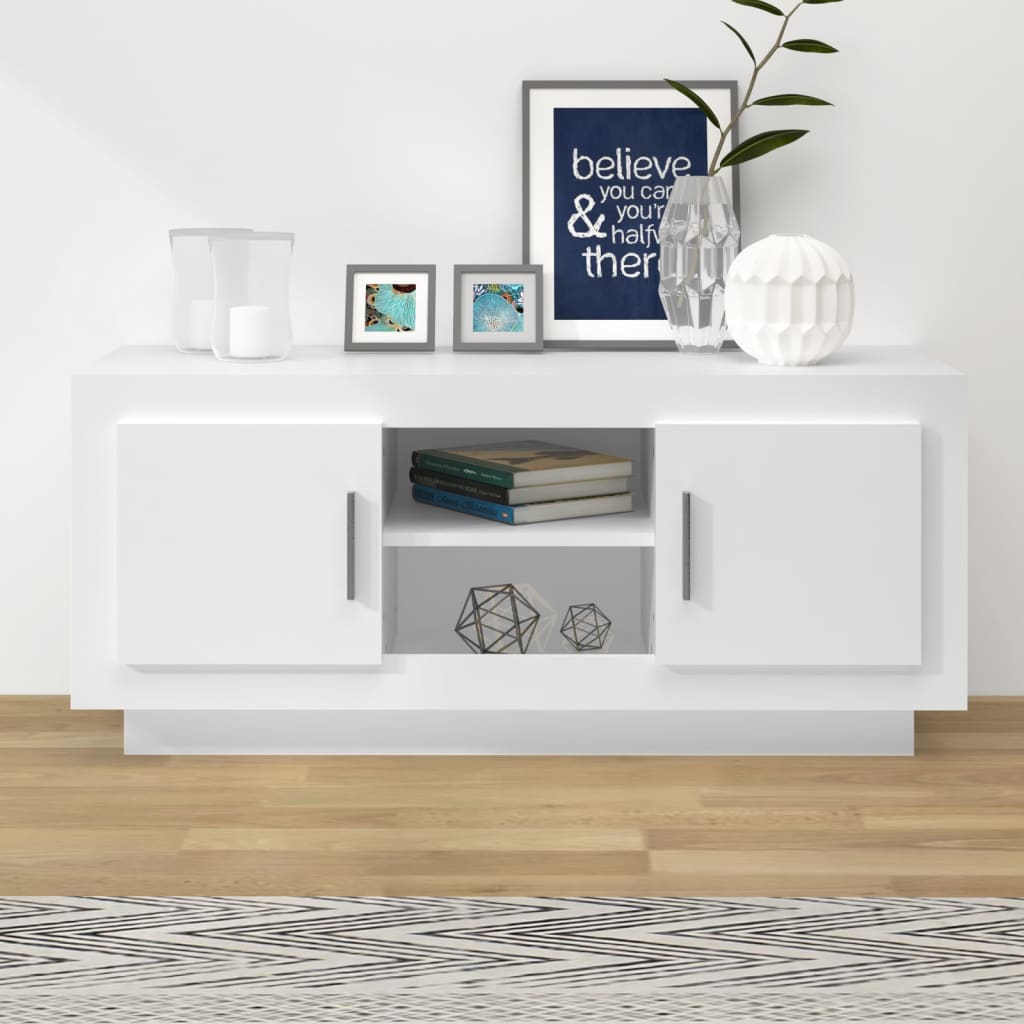 TV Cabinet White 102x35x45 cm Engineered Wood - Merlin Deals