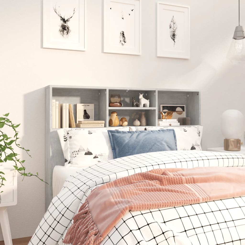 Headboard Cabinet Concrete Grey 120x19x103.5 cm - Brittle & Co