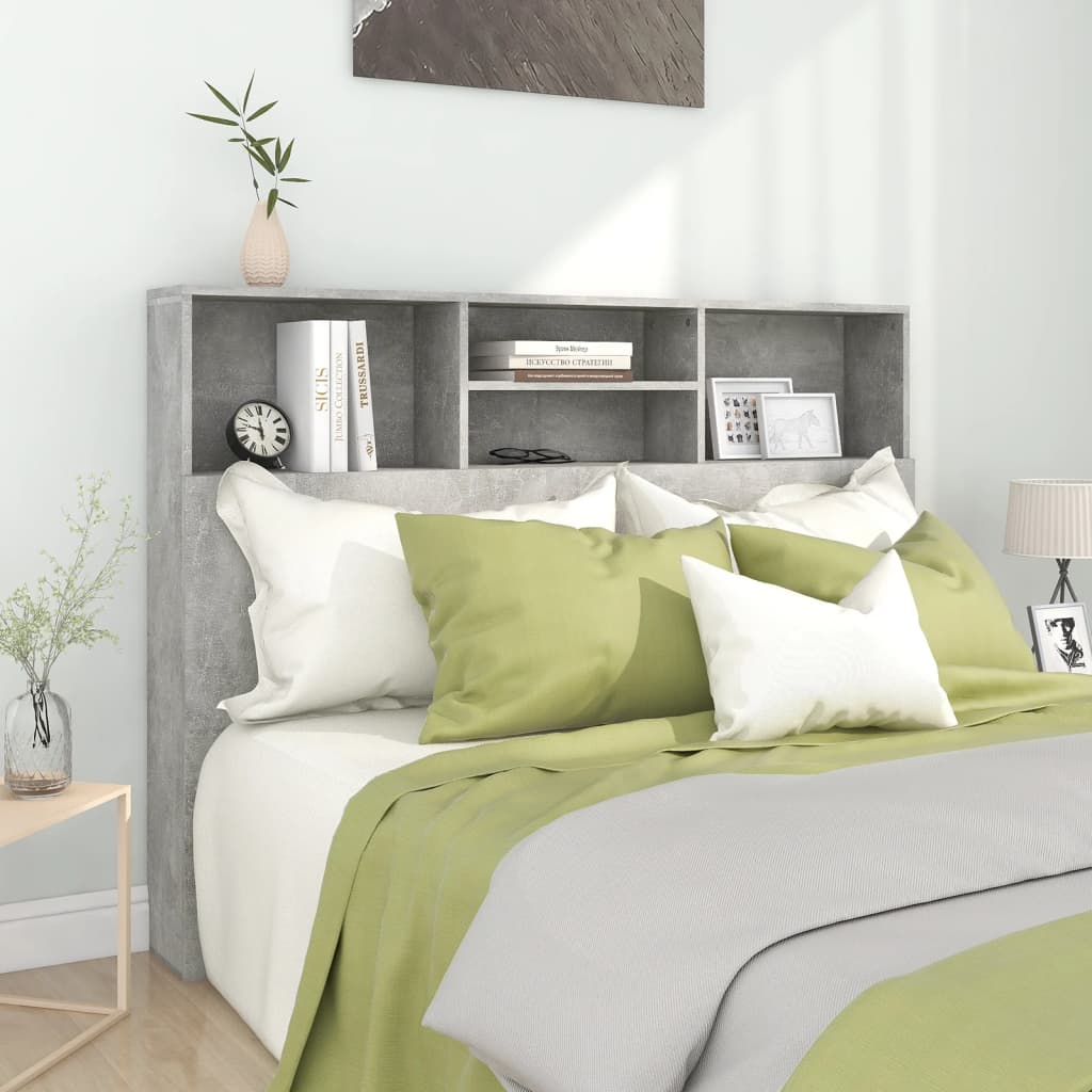 Headboard Cabinet Concrete Grey 140x19x103.5 cm - All Things Good