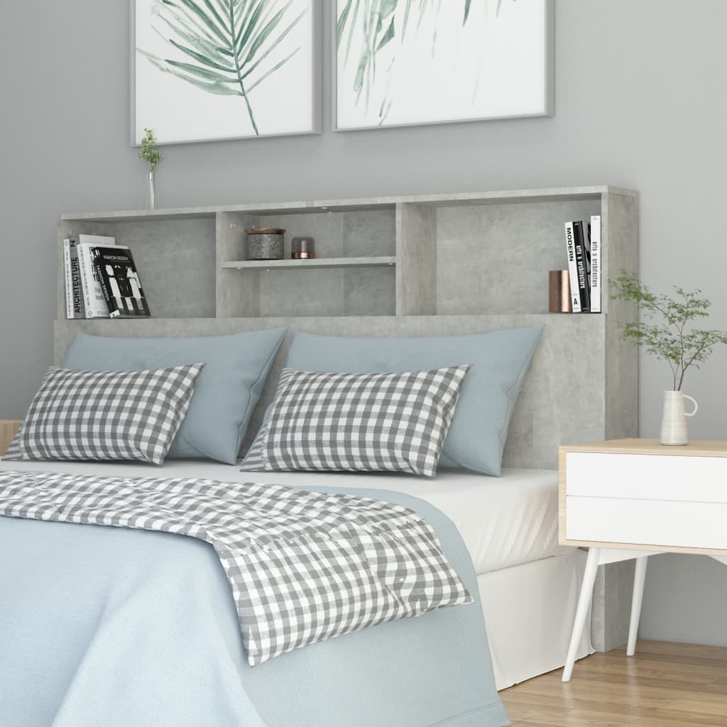 Headboard Cabinet Concrete Grey 160x19x103.5 cm - Unbeatable Bargains