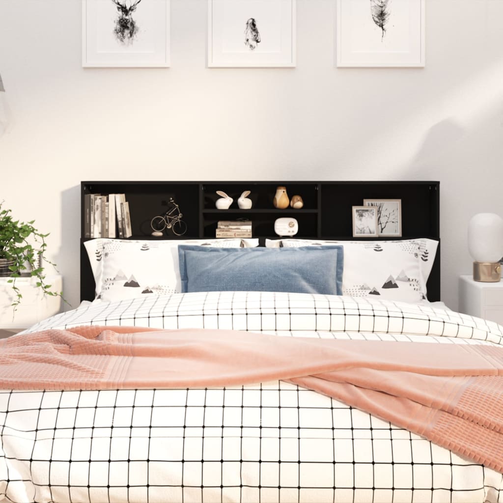 Headboard Cabinet Black 180x19x103.5 cm - Tyrell & Tyrell