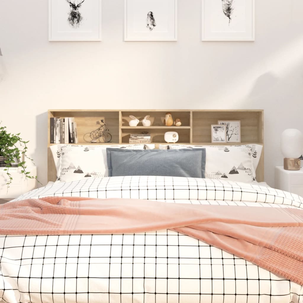 Headboard Cabinet Sonoma Oak 180x19x103.5 cm - Brittle & Co