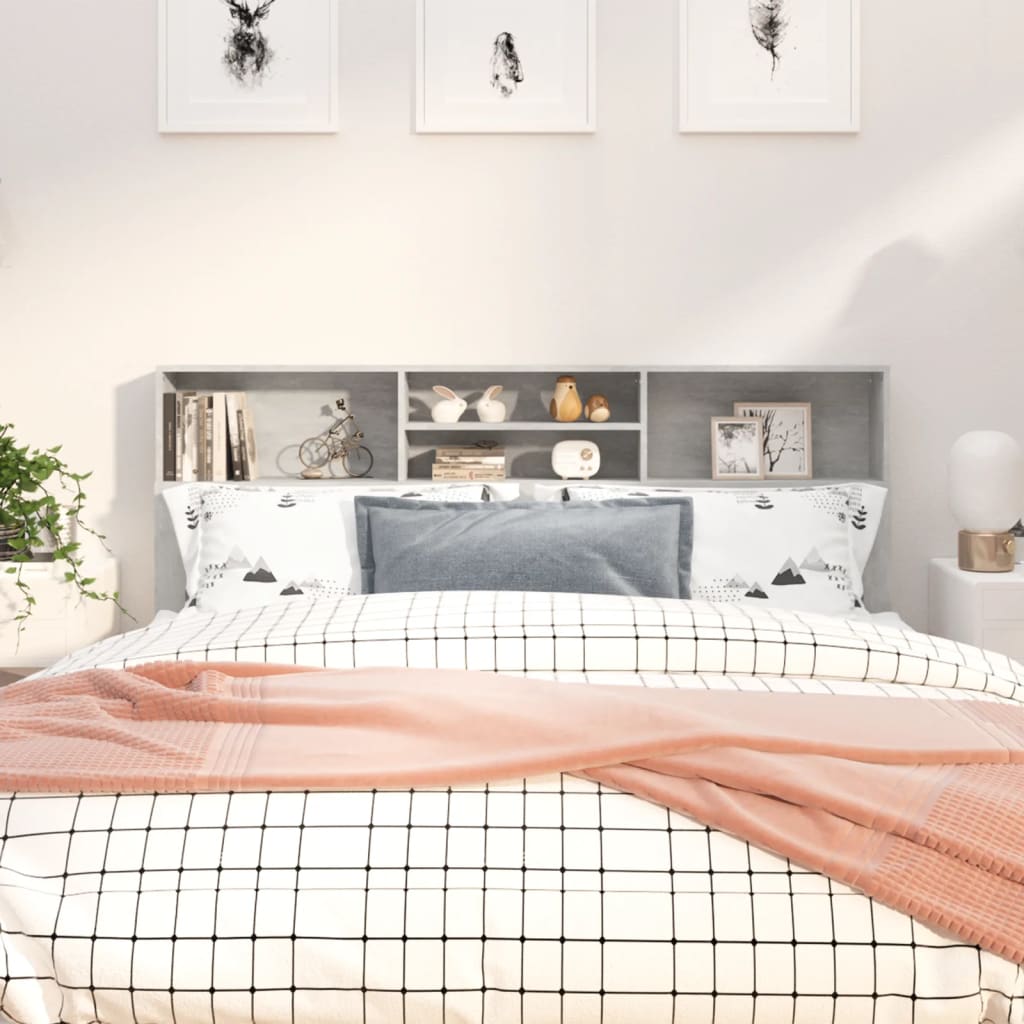 Headboard Cabinet Concrete Grey 180x19x103.5 cm - Casper Homes