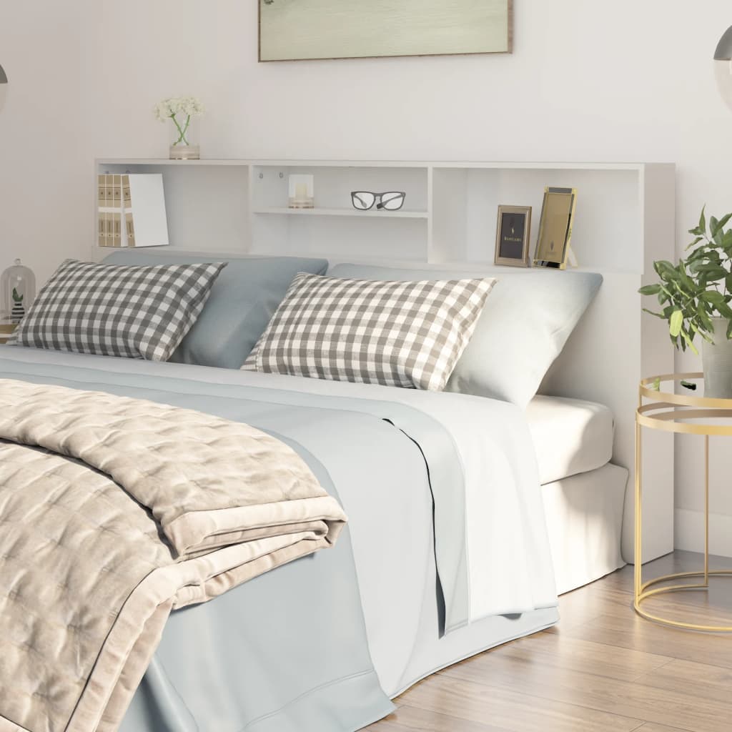 Headboard Cabinet White 200x19x103.5 cm - Sid & Sam