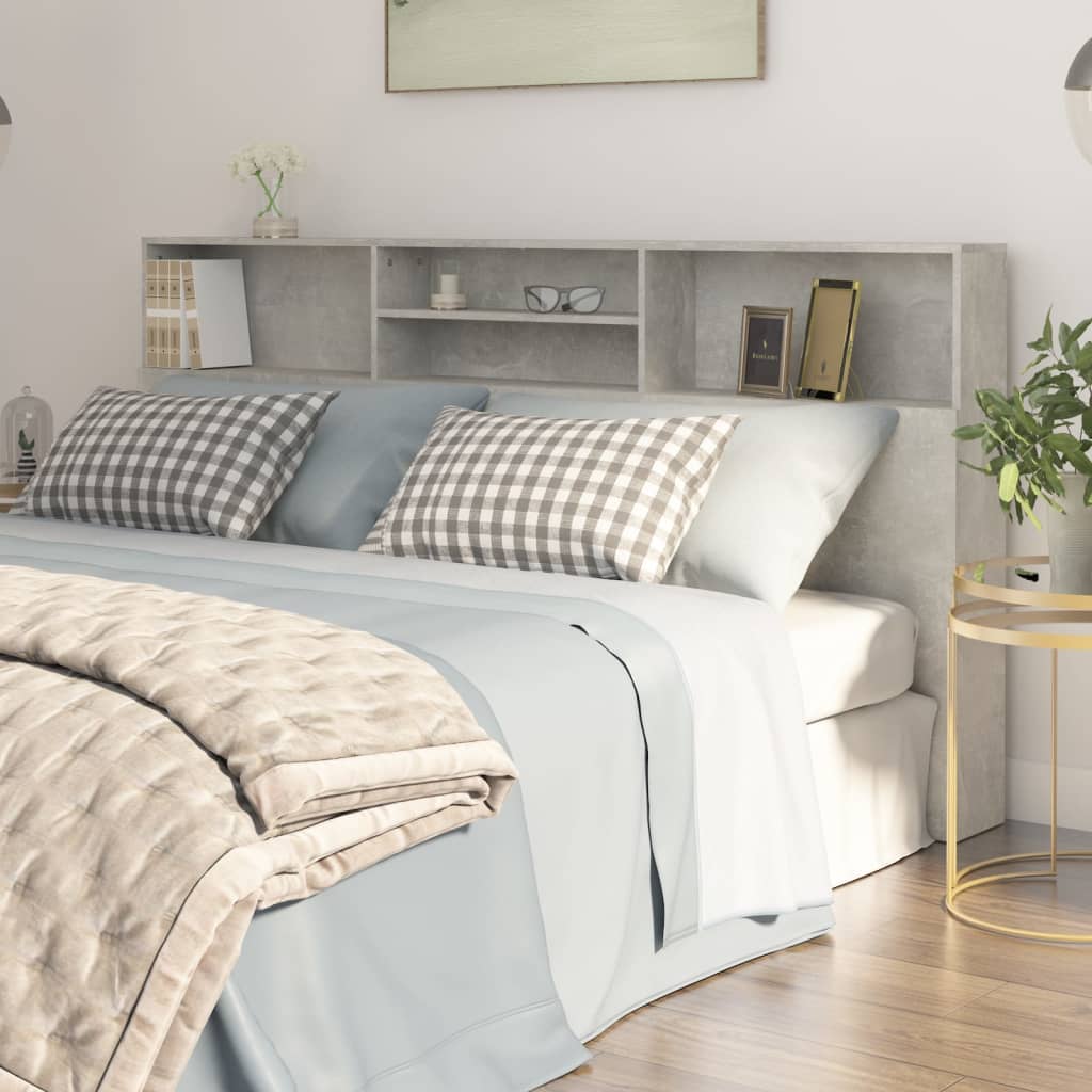 Headboard Cabinet Concrete Grey 200x19x103.5 cm - All Things Good