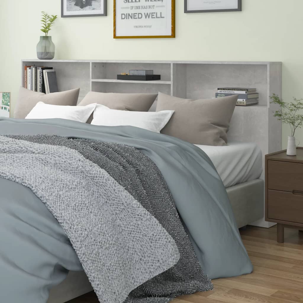 Headboard Cabinet Concrete Grey 220x19x103.5 cm - R and M Furniture