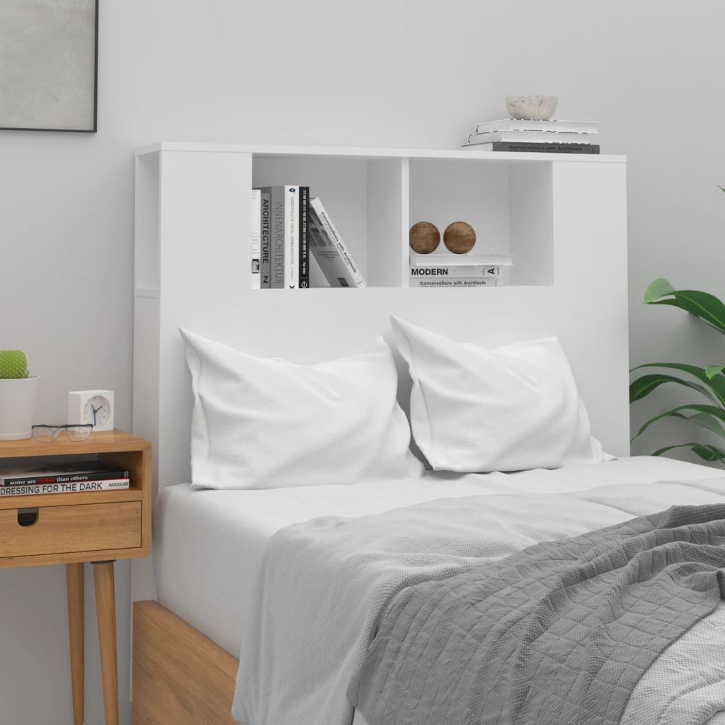 Headboard Cabinet White 100x18.5x104.5 cm - Merlin Deals