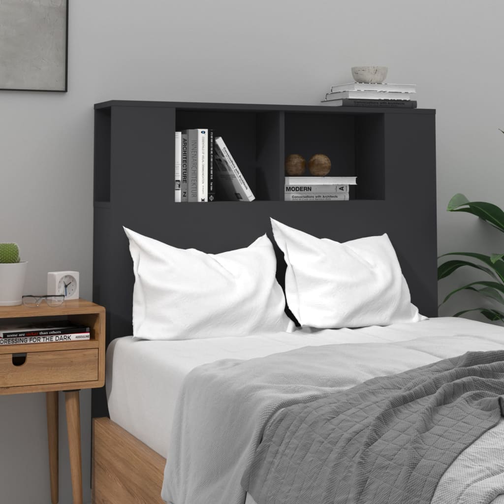 Headboard Cabinet Black 100x18.5x104.5 cm - Casper Homes