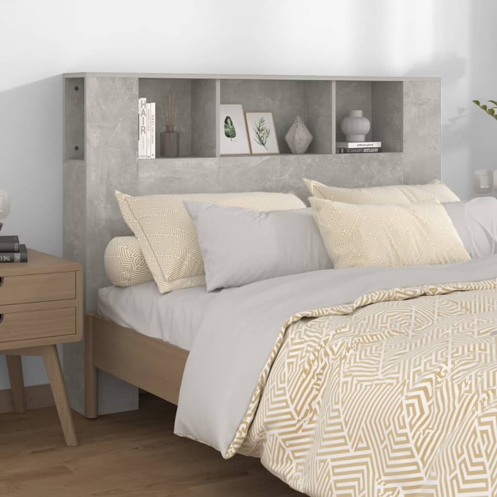 Headboard Cabinet Concrete Grey 140x18.5x104.5 cm - Style and Chic