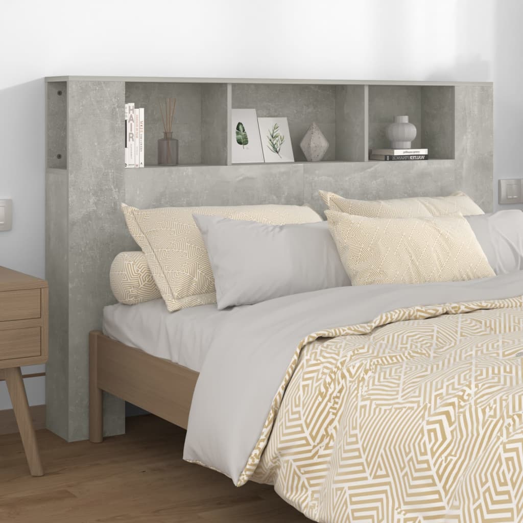 Headboard Cabinet Concrete Grey 160x18.5x104.5 cm - Tyrell & Tyrell