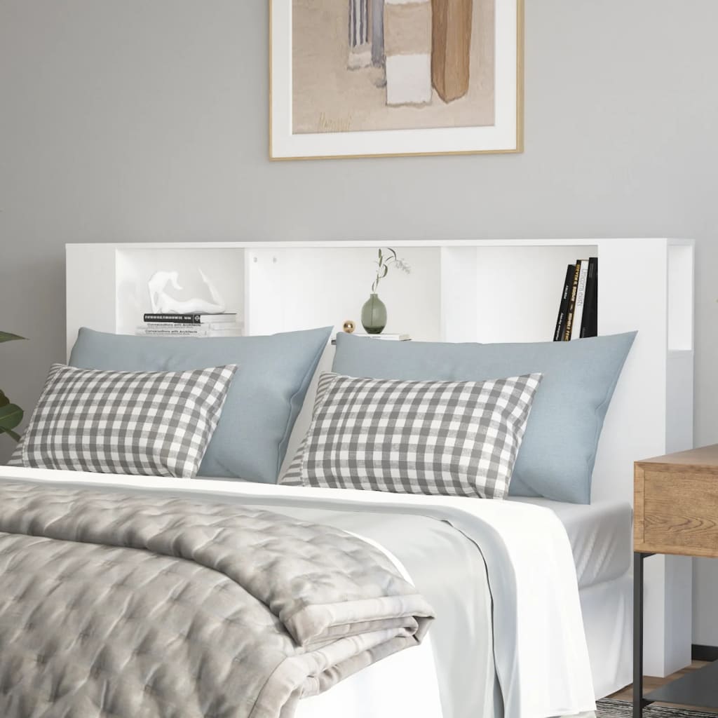 Headboard Cabinet White 180x18.5x104.5 cm - Casper Homes