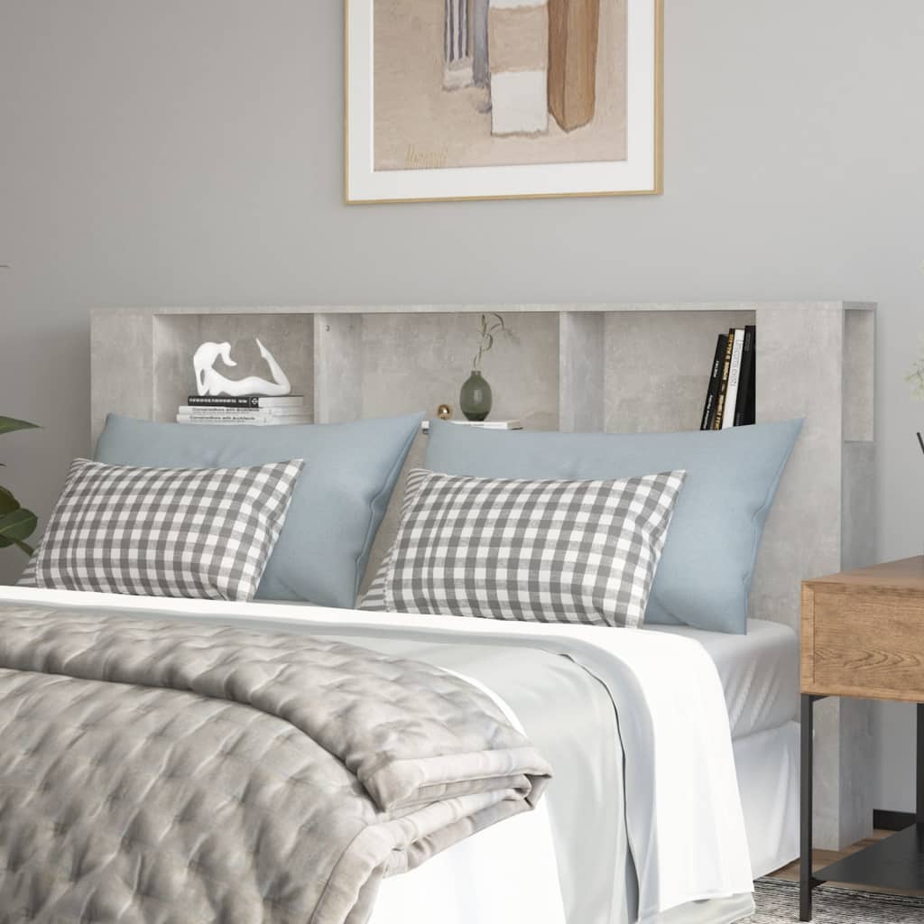 Headboard Cabinet Concrete Grey 180x18.5x104.5 cm - Unbeatable Bargains