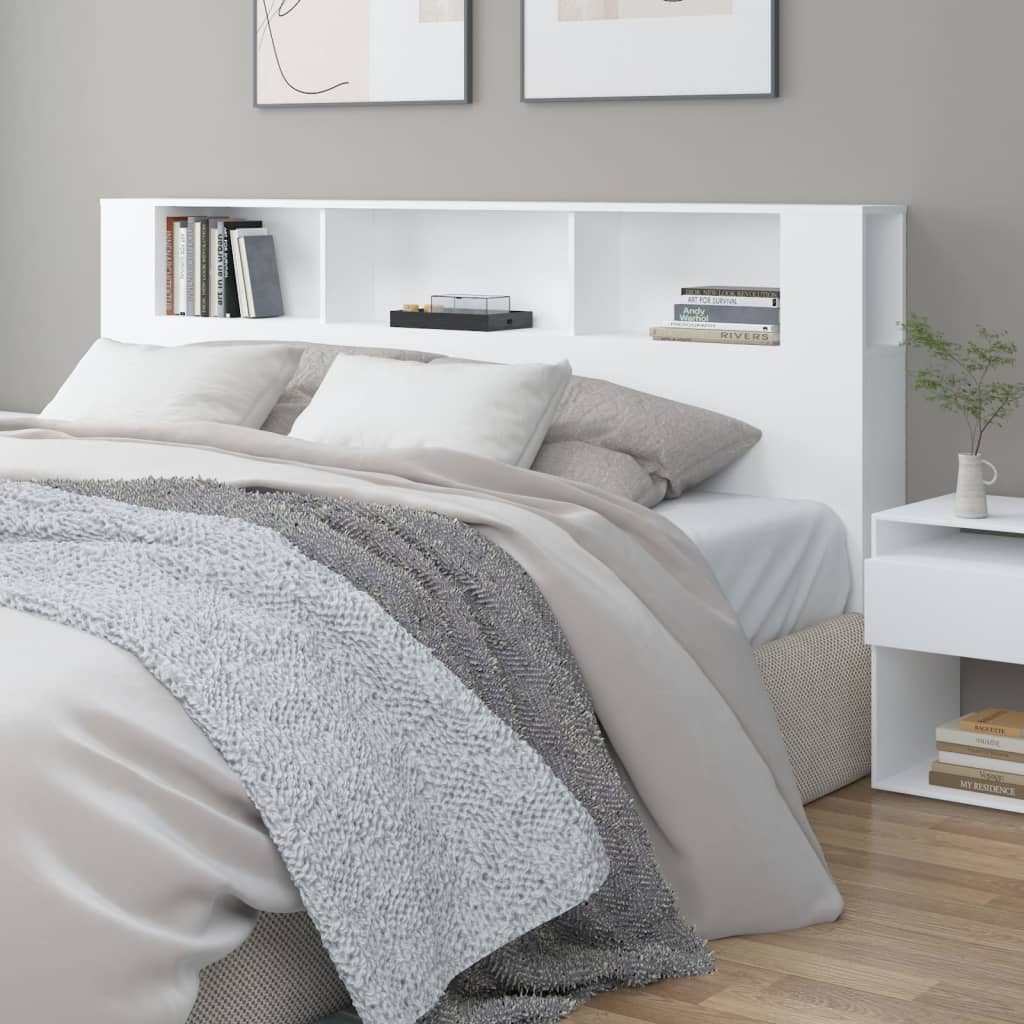 Headboard Cabinet White 200x18.5x104.5 cm - The Home Maker