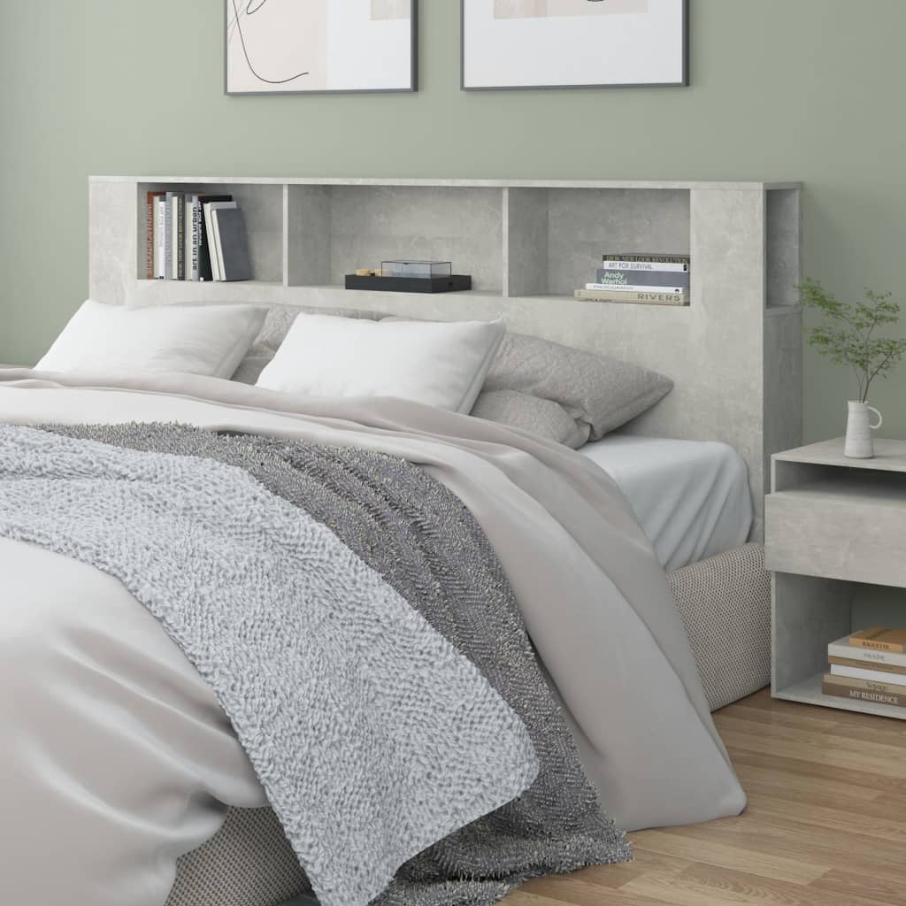 Headboard Cabinet Concrete Grey 200x18.5x104.5 cm - Direct Imports