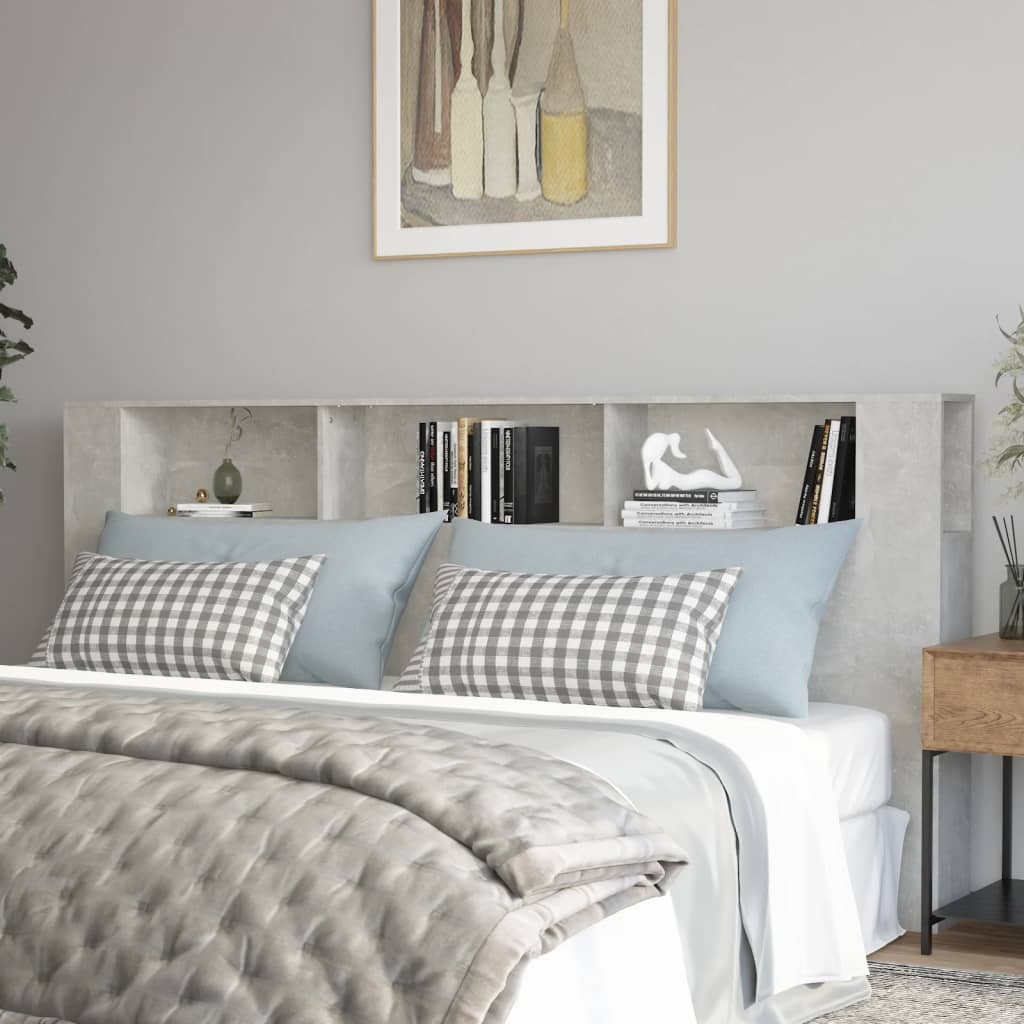 Headboard Cabinet Concrete Grey 220x18.5x104.5 cm - The Home Maker
