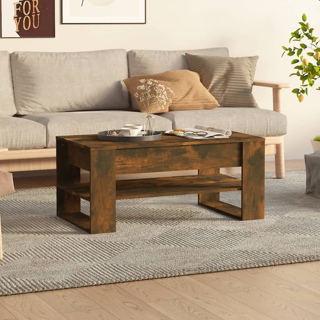 Coffee Table Smoked Oak 102x55x45 cm Engineered Wood - Tyrell & Tyrell
