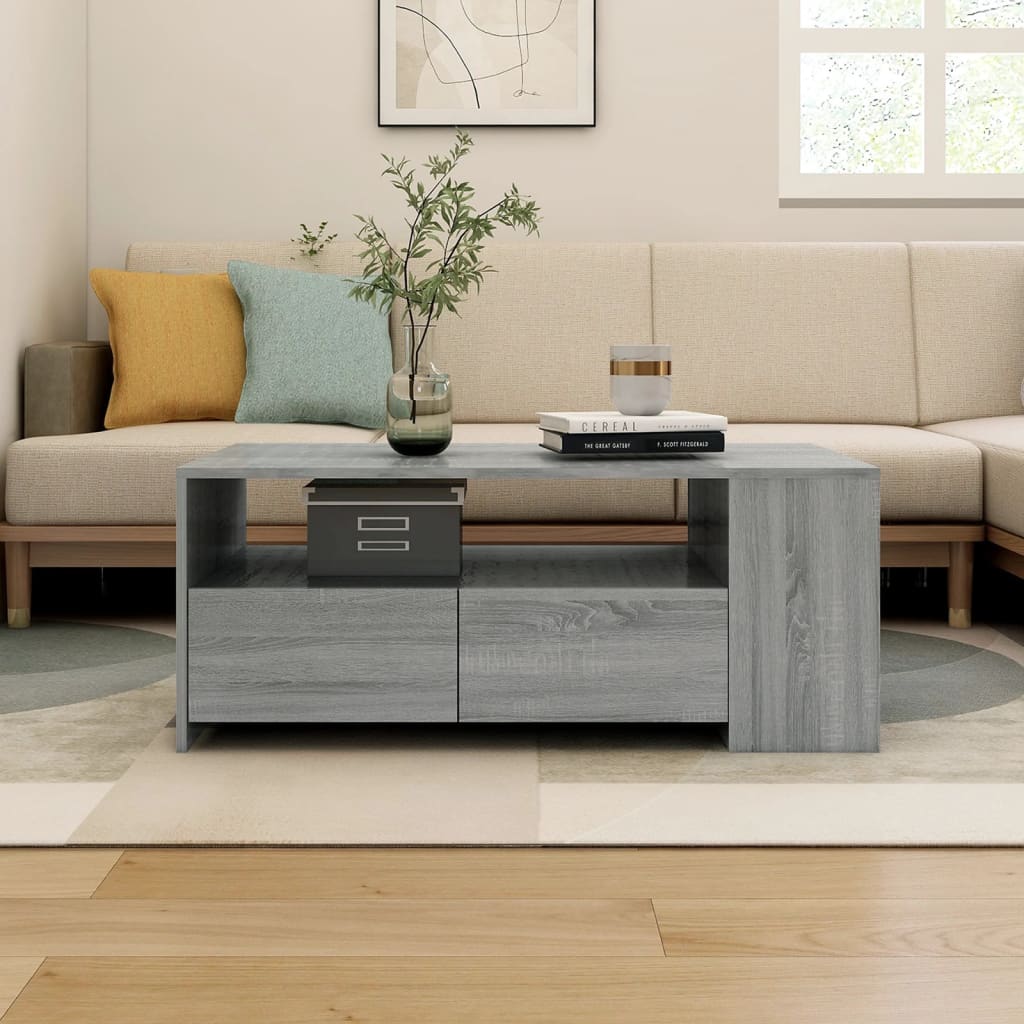 Coffee Table Grey Sonoma 102x55x42 cm Engineered Wood - Brittle & Co