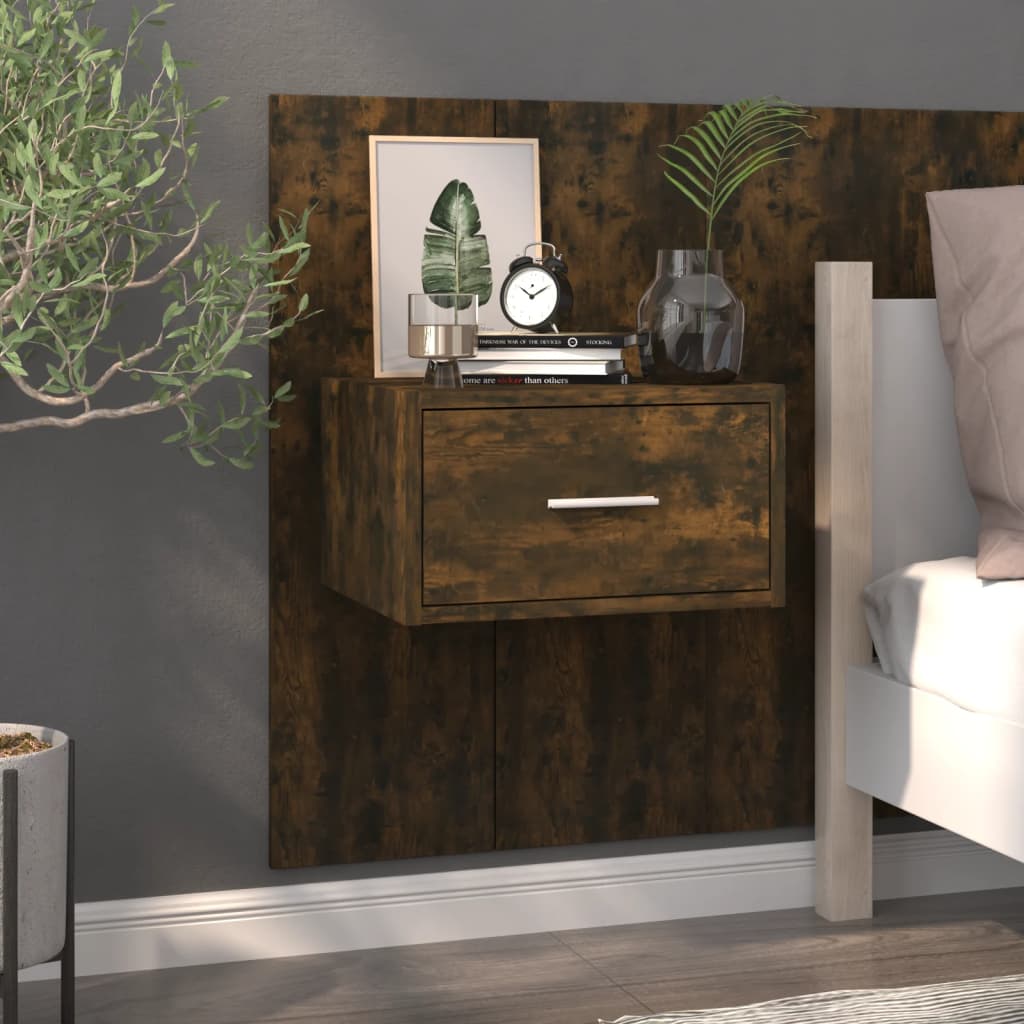 Bedside Table - Jemi Iris Nightstand Smoked Oak 48.5cm - R and M Furniture