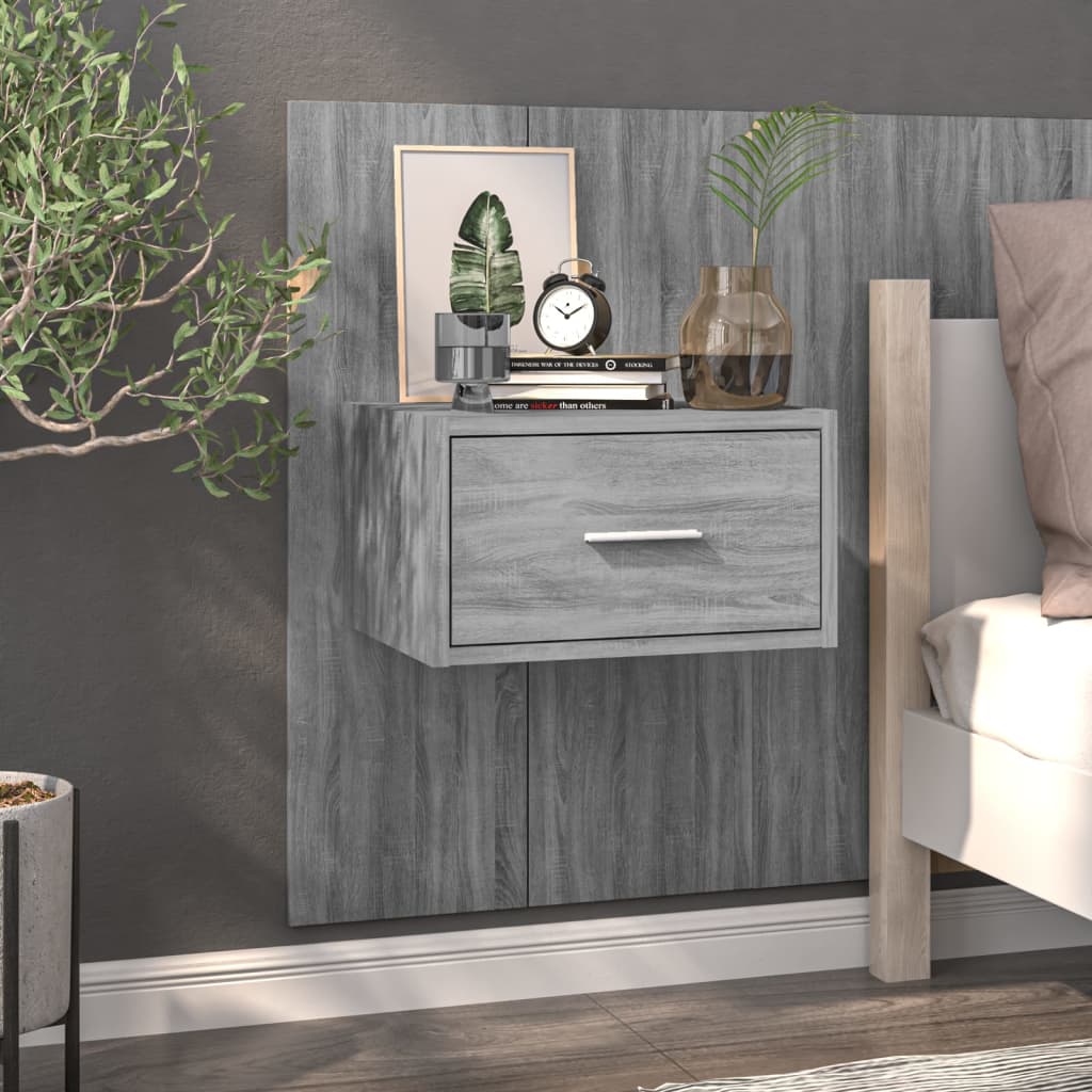 Bedside Table - Jemi Ada Nightstand Grey Sonoma 48.5cm - Decor Base