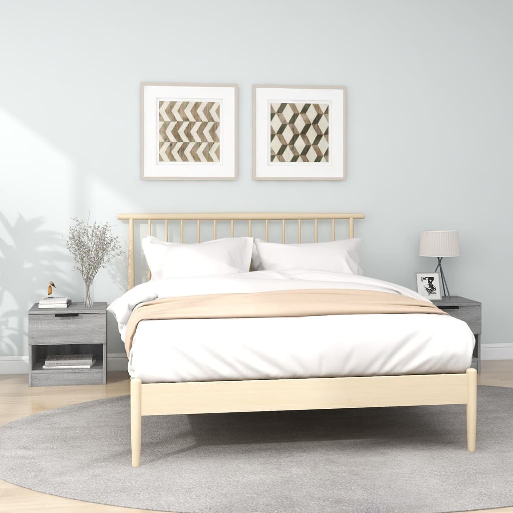 Bedside Table - LEONE Joe 2 Piece Nightstand Grey Sonoma 40cm - Decor Base
