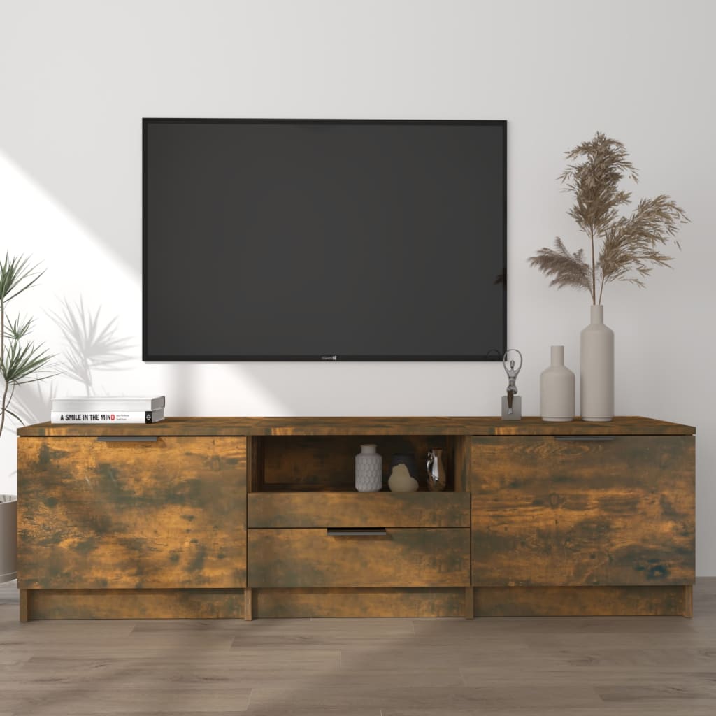TV Cabinet Smoked Oak 140x35x40 cm Engineered Wood - Merlin Deals